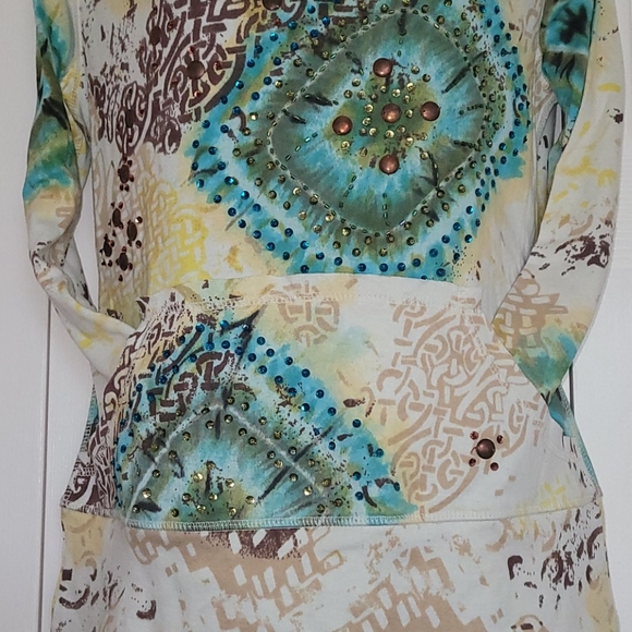 Forbidden V neck Beaded Hoodie M - Picture 2 of 6